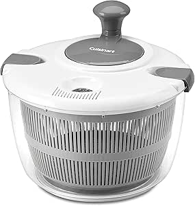 Cuisinart Large Salad Spinner- Wash, Spin & Dry Salad Greens, Fruits & Vegetables, 5qt, CTG-00-SASG Grey