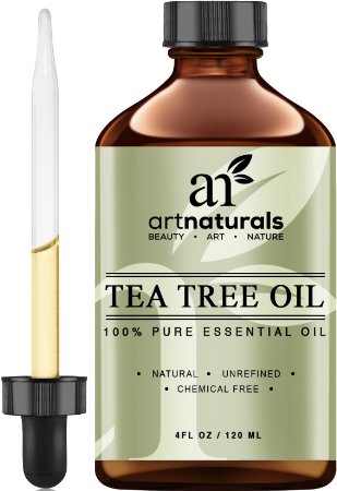 Art Naturals Tea Tree Essential Oil Pure and Natural 4 Oz Premium Melaleuca Therapeutic Grade From Australia Use With Soap and Shampoo Face and Body Wash Treatment for Acne Lice and Many Skin Conditions