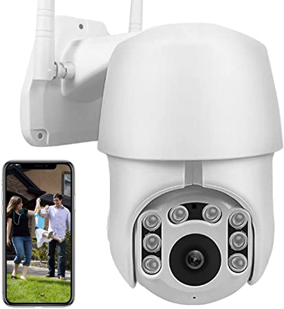 Hikity PTZ Security Camera Wireless Outdoor 1080P Dome Camera Surveillance System IP66 Waterproof IR Night Vision Two Way Audio Motion Detection   APP Remote Control