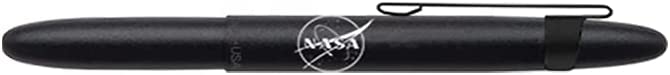 Fisher Space pen Bullet Black with NASA Meatball Outline Logo   Black ink refill (With Clip)