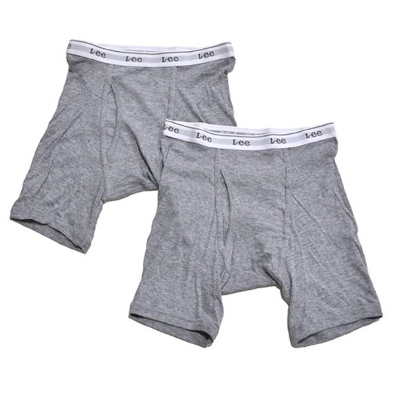 Lee Men's Boxer Briefs Tag Free Underwear 100% Cotton Pack of 2