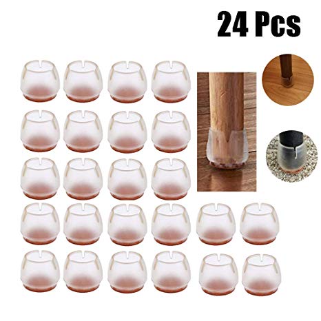 24 PCS Silicone Chair Leg Caps Floor Anti-Clip Anti-Scratches Furniture Table Covers Floor Protector