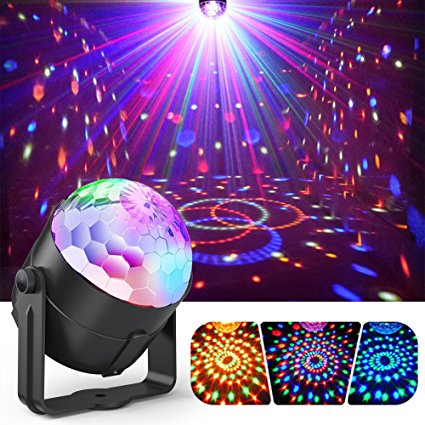 Party Lights, Gvoo Sound Activated Disco Lights Rotating Ball Lights 5W 7 Modes RGB LED Stage Lights with Remote Control for Home Outdoor Holidays Dance Parties Birthday DJ Bar Xmas Wedding Club Pub