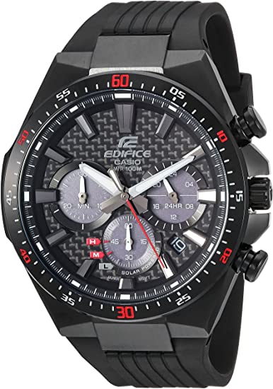 Casio Men's Edifice Stainless Steel Quartz Watch with Resin Strap, Black, 25 (Model: EQS-800CPB-1AVCF)