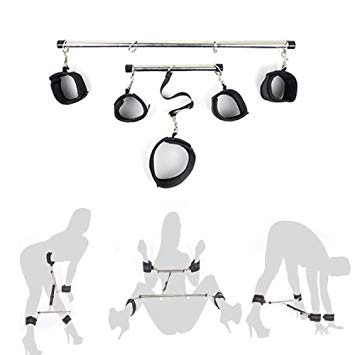 DGz Wrist & Ankle Cuffs Exercise Spreader Bar Position Master Thigh Spreader Adjustable Cuffs Restraint Hand & Foot Cuffs for Couples Game 02