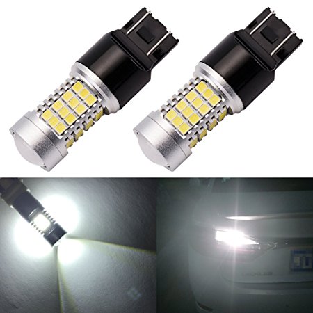 ENDPAGE 7443 7440 992 T20 LED Bulb 2-pack, Xenon White 6000K, Extremely Bright, 54-SMD with Projector Lens, 12-24V, Works as Back Up Reverse Lights, Brake Tail Lights, Turn Signal Blinkers