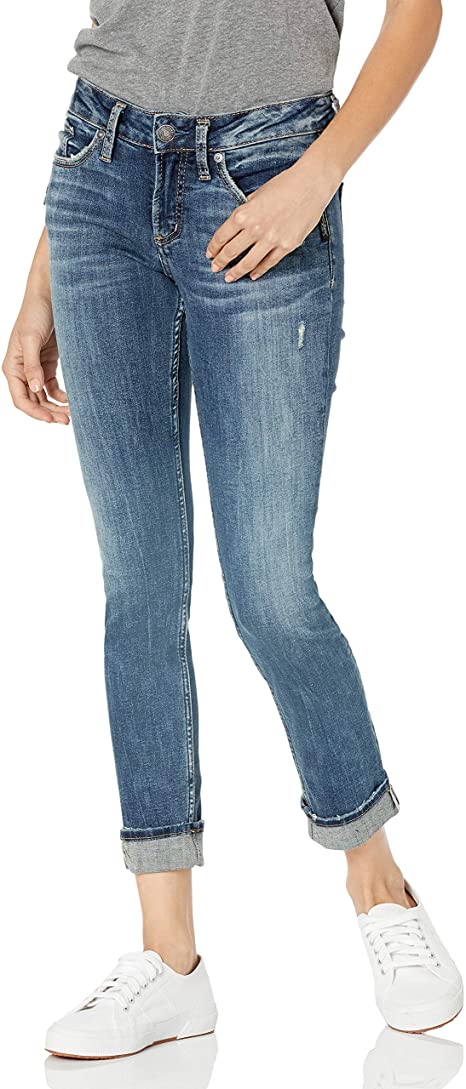 Silver Jeans Co. Women's Suki Curvy Fit Mid Rise Straight Leg Jeans