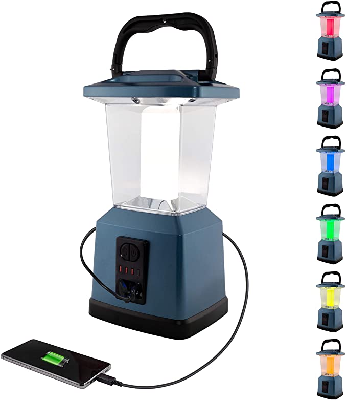 Enbrighten Dual Power Color Changing LED Rechargeable Lantern, USB Power Bank, 4400mAh, 650 Lumens, Dimmable, 425 Hours of Run Time, Ideal for Camping, Outdoor, Emergency Weather, Storms