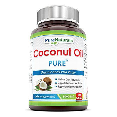 Extra Virgin and Organic Coconut Oil Softgel, 1000 mg, 180 Count