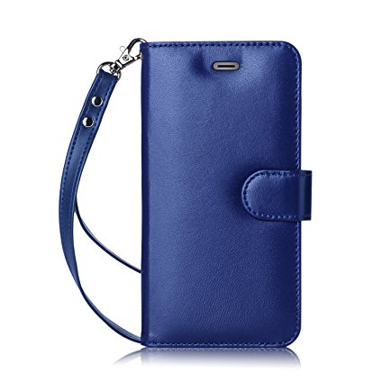 iPhone 6S Plus Case, iPhone 6 Plus Case, FYY [Top-Notch Series] Premium Genuine Leather Wallet Case Stand Cover for iPhone 6/6S Plus (5.5 inch) Navy Blue