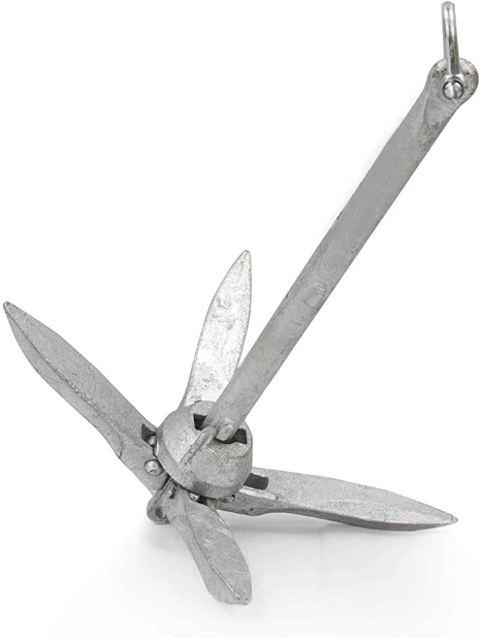 Five Oceans Folding Grapnel Anchors, Hot Dipped Galvanized, 1.5 Lbs, 3.6 Lbs, 5 Lbs, 7.7 Lbs, 12 Lbs