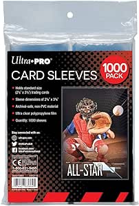 Ultra Pro Clear Card Sleeves for Standard Size Trading Cards - 2.5" x 3.5" (1000 Count Retail Pack)