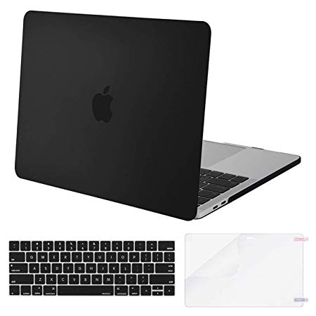 Mosiso MacBook Pro 15 Case 2018 2017 2016 Release A1990/A1707, Plastic Hard Case Shell with Keyboard Cover with Screen Protector for Newest MacBook Pro 15 Inch with Touch Bar, Black