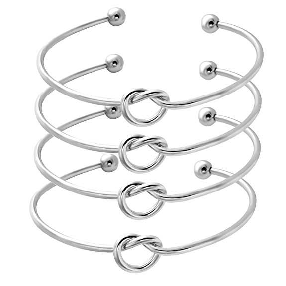 SENFAI Love Knot Bangle Bracelet Simple Knot Bangle Cuffs for Women Stretch Bracelet Gold and Silver Knot Bangles