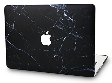 KEC MacBook Pro 13 Inch (2017 & 2016 Touch Bar) Case Cover Marble Plastic Hard Shell A1706 / A1708 (Black Marble)