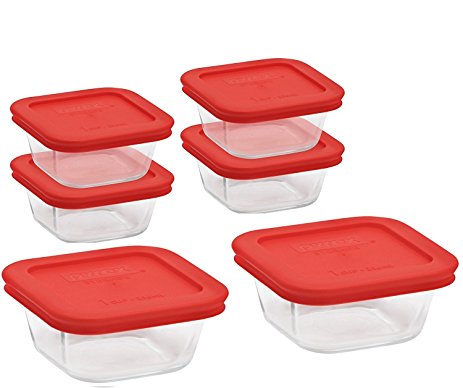 Pyrex Square Glass Food Storage Container set ( includes 6 container:(4) each 1-cup and (2) each 4-cup)