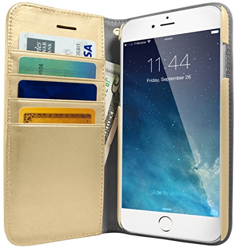 Silk iPhone 7 Plus Wallet Case - Folio Wallet for iPhone 7  [Synthetic Leather Kickstand Flip Cover] - Champagne Gold