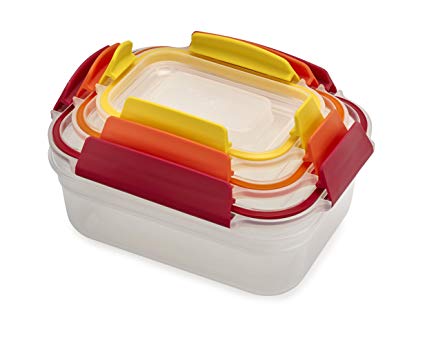 Joseph Joseph 81100 Nest Lock Plastic Food Storage Container Set with Lockable Airtight Leakproof Lids, 6-Piece, Multicolored