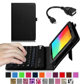 Fintie LG G Pad 70 Folio Keyboard Case Stand with Removable Wireless Bluetooth Keyboard  Free OTG Cable for LG G Pad V400V410 LTEVK410UK410LK430 G Pad F70 7-Inch Android Tablet Black