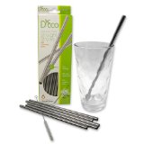 Stainless Steel Straws- Reusable Straight Drinking Straws with Cleaning Brush Pack of 6