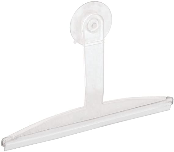 iDesign 22300 Basic Shower Scraper, Plastic Window Cleaning Squeegee with Suction Cup, Clear