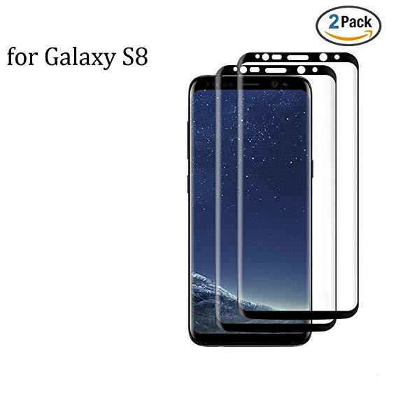 Dopoo Galaxy S8 Screen Protector [2 Pack], S8 Tempered Glass Guard Film Screen Film HD Clear 3D Curved Full Coverage Screen Saver[9H Hardness, Anti-Scratch, Anti-Bubble](NOT for S8 Plus)