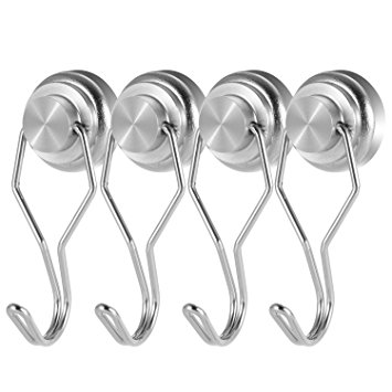 50 Pound Magnetic Hooks, SoulBay 4 Pack Heavy Duty Hooks for Home, Kitchen, Garden Shed, Workshop, Store, Office or Warehouse, Vertical Attraction is More Powerful
