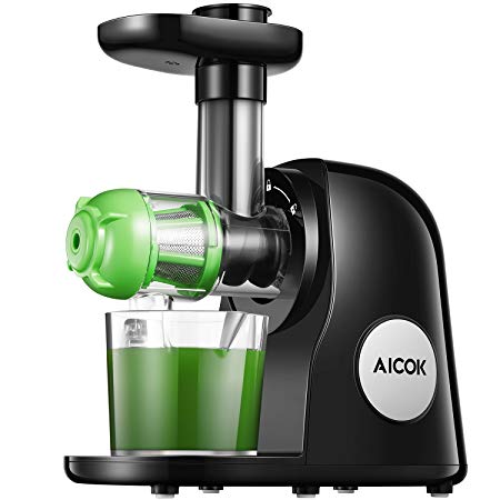 Slow Juicer Masticating Juicer Machine, Aicok Juicers Whole Fruit and Vegetable with Dual-Stage Quiet Motor & Reverse Function, Cold Press Juicer Creates Fresh Healthy Vegetable and Fruit Juice