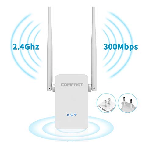 COMFAST N300 Wi-Fi Range Extender 2.4Ghz Wireless Wi-Fi Signal Repeater, Wall Plug design, Easy setup, Extends WiFi to Smart Home Devices