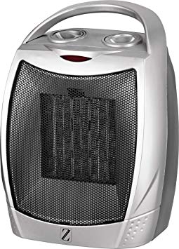 Zoyer Ceramic Space Heater 1500W Max Power Setting With Adjustable Thermostat - Silver