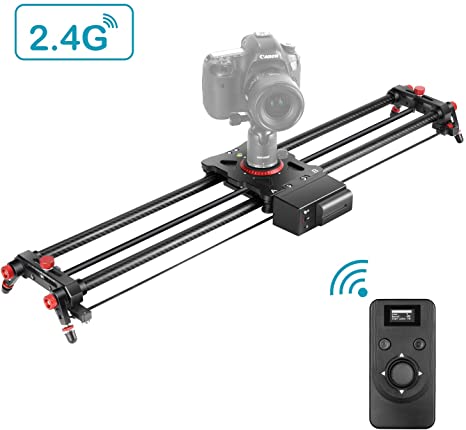 Neewer Motorized Camera Slider, 31.5-inch 2.4G Wireless Control Carbon Fiber Track Rail with Mute Motor/Time Lapse Video Shot/Follow Focus Shot/120 Degree Panoramic Shot for DSLRs, Load up to 22 lbs