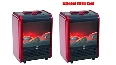 Mini Ceramic, Electric Fireplace Stove | Red, 3D Fan-Forced Heater with 2 Heat Settings