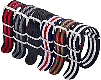 Carty NATO Strap 6 Packs 18mm 20mm 22mm Watch Band Nylon Replacement Watch Straps for Men Women