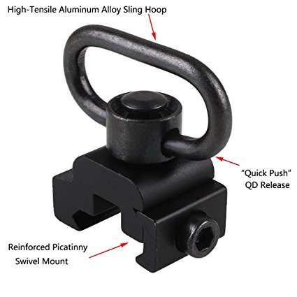 QD Sling Swivel Mount - with Release Button (Picatinny / Weaver) by Esdabem (QD Sling Attachment, Two Point and Traditional Slings)