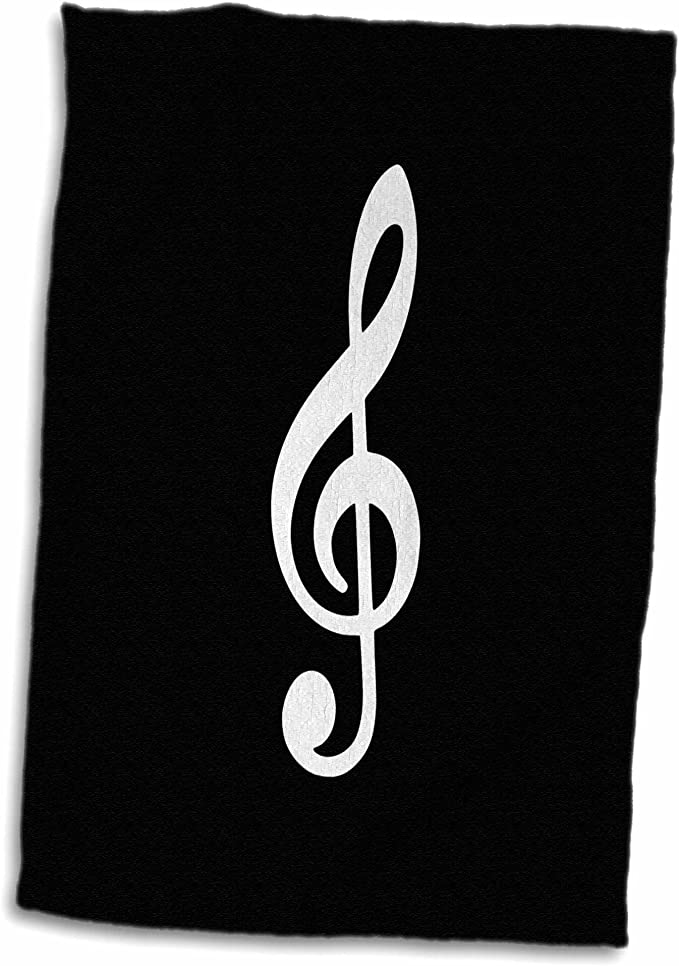 3D Rose Black Treble Notation-G Clef Musical Note Musician Gift Hand Towel, 15" x 22", Multicolor