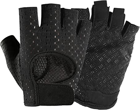 1 Pair Fitness Lightweight Breathable Lifting Gym Gloves with Wrist Belt with Stretch Back Mesh for Men & Women Home Gym (Size L)