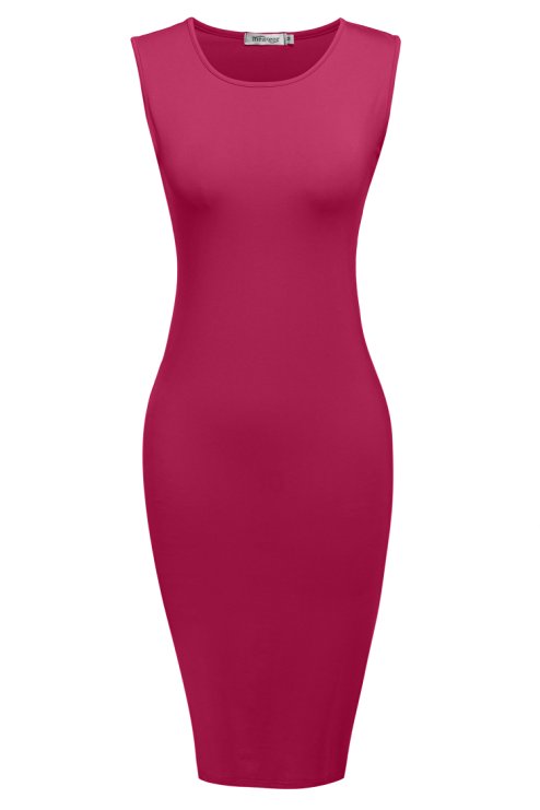 Meaneor Women's Classic Slim Fit Sleeveless Midi Pencil Business Bodycon Dress