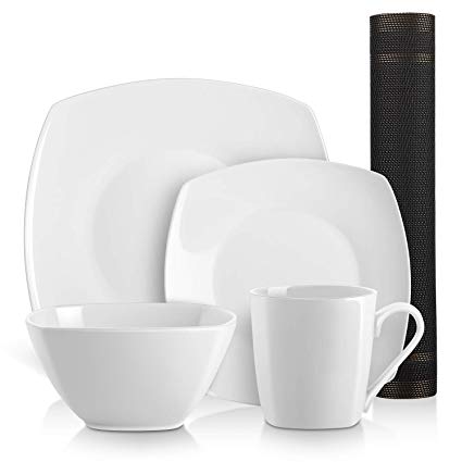 DOWAN 5 Pieces Kitchen Dinnerware Set, Square Place Setting Service 1 Person