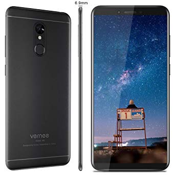 Vernee M6 (2018) 64GB Storage SIM Free Mobile Phones, 4G Dual SIM Smartphone Unlocked, 5.7-Inch HD Display, 16 MP 13 MP Cameras, 3300mAh Battery, Fingerprint Sensor, 4GB RAM Android Phones UK- Black