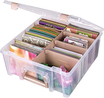 ArtBin Super Satchel Double Deep with Removable dividers Rose, Clear & Rose Gold, One Size