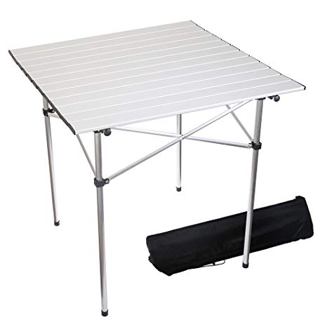 Forbidden Road Aluminum Folding Camping Table Lightweight Portable Picnic Table with Carry Bag Stable Durable Easy Set Up for Patio Garden BBQ Beach Fishing Outdoor & Indoor - Silver