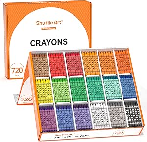 Shuttle Art Crayon Bulk Class Pack - 720 Count, 18 Assorted Colors with 40 Crayons per Color, Non-Toxic Bulk Crayon School Supplies for Teachers and Kids Arts & Crafts Supplies