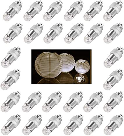 Jofan 24pcs Warm White Mini Lights Paper Lantern Lights Waterproof and Submersible LED Balloon Lights for Floral Party Wedding Decoration