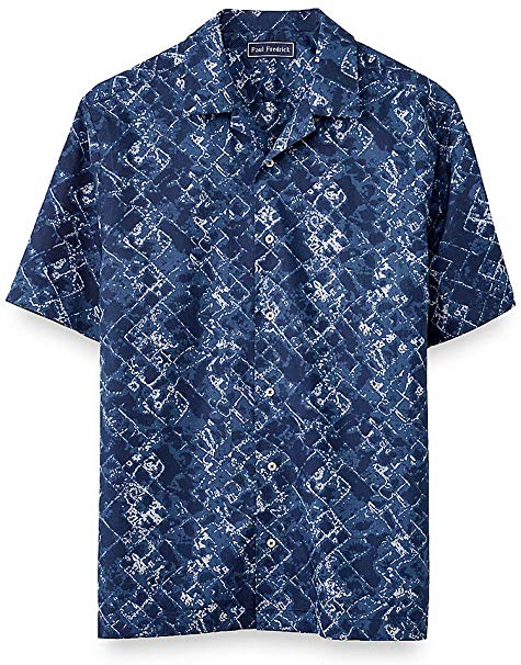 Paul Fredrick Men's Cotton Abstract Batik Print Casual Shirt