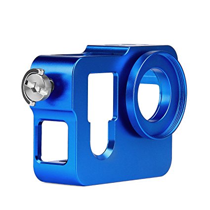 LOPOO Case for Gopro Hero 4 Protective Housing Case for Gopro Hero 4 Housing Shell Protective Case for Gopro hero 4 Thick Solid Shell Frame 37mm UV Lens Cover(Blue)