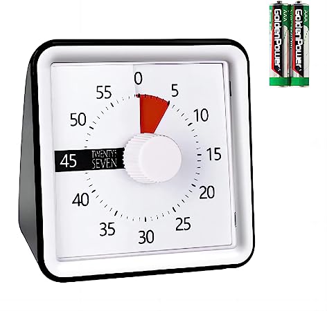 Visual Timer 60 Minutes Countdown Timer, Kids Time Education Tool, 60 Timer, 1 Hour Timer, Exam Timer, Kitchen Timer, Silent Movement, Loud Alarm, Classroom Teaching Homework Games