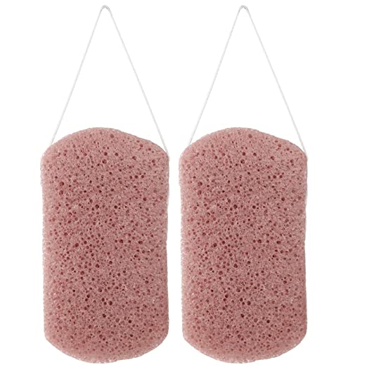 Home-X - Konjac Body Wash Sponge (Set of 2), Rectangular Bath Sponge is the Perfect Bathroom Accessory for Men and Women of All Ages, Red Clay Color