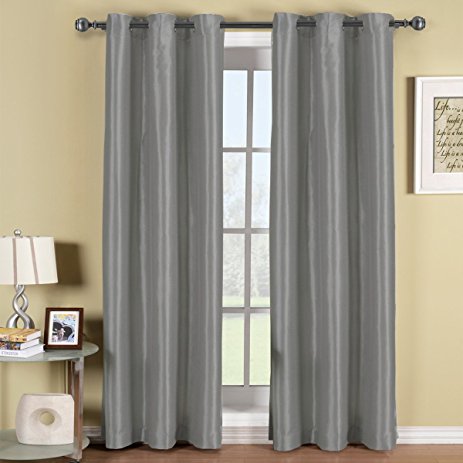 Elegant Comfort Triple Layer Faux Silk - SOLID BLACKOUT GROMMET PANEL - Room Darkening, Energy Saving and Noise-Reducing - 54" Width X 84" Length - Silver