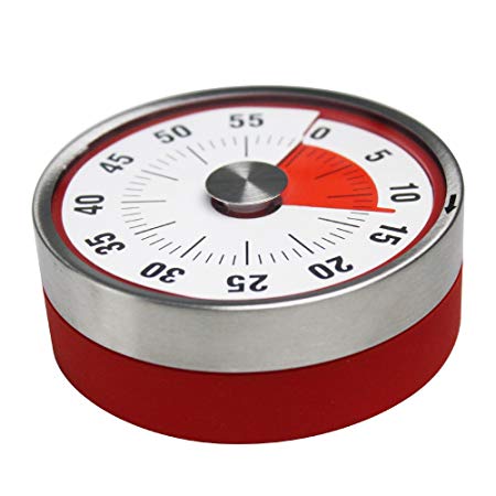Mechanical Rotating Timer, Soriace® Stainless Steel 60 Minutes Manual Kitchen Countdown Timer/Cooking Clock Timer/Time Reminder with Loud Alarm, for Home Restaurant Bar Canteen Use (Red,3*8CM)