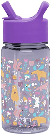 Simple Modern 16oz Summit Kids Tritan Water Bottle with Straw Lid for Toddler - Dishwasher Safe Travel Tumbler - Woodland Friends